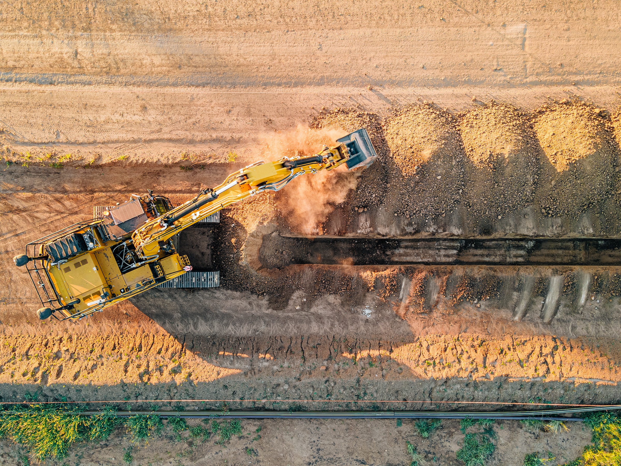 birds eye view of machinery at a mine site