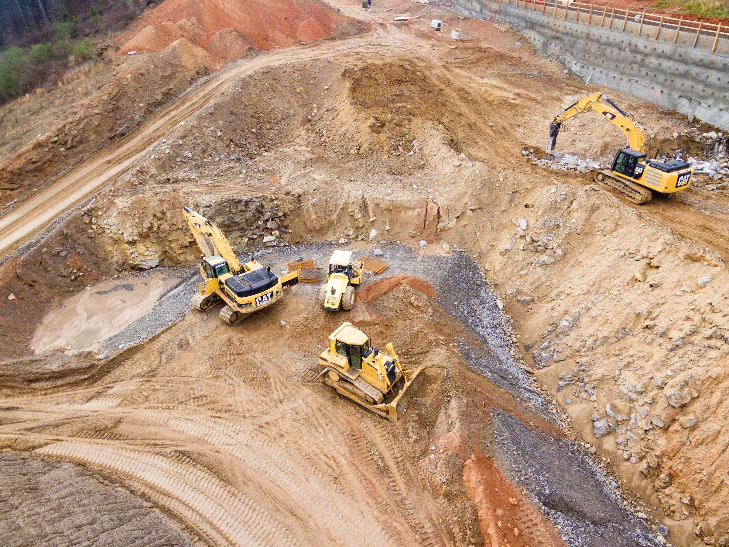 arial view of a mine site with machinery working